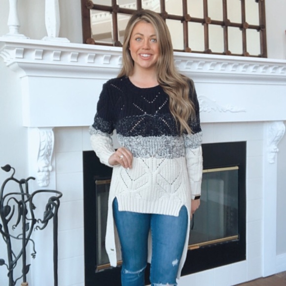 Smash! Blue Ombré High Low Cable Knit Sweater XS - Picture 2 of 8